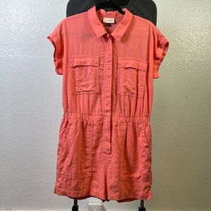 Universal Thread Coral Linen Blend Romper Size 8